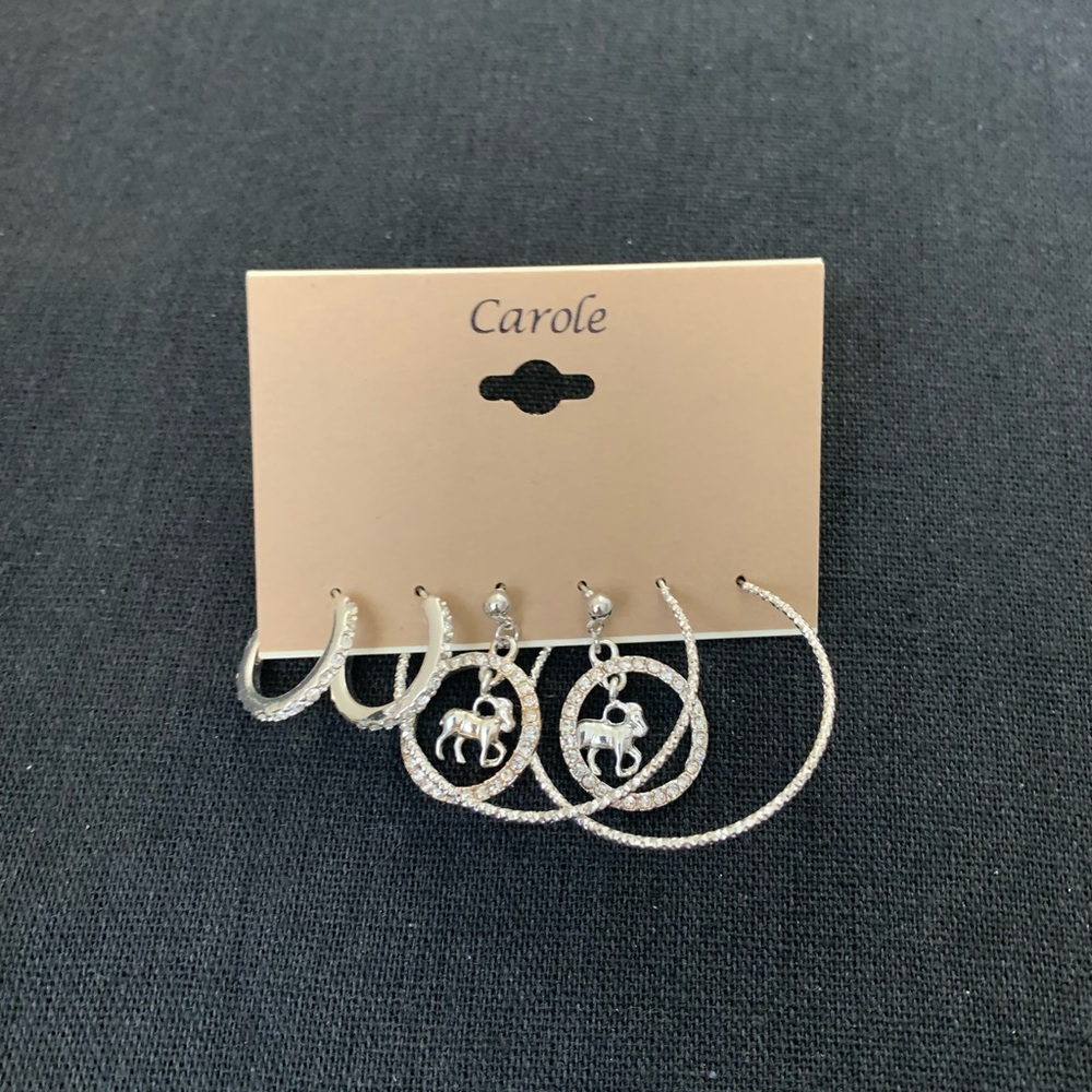 Carole 3 pack silver plated earrings